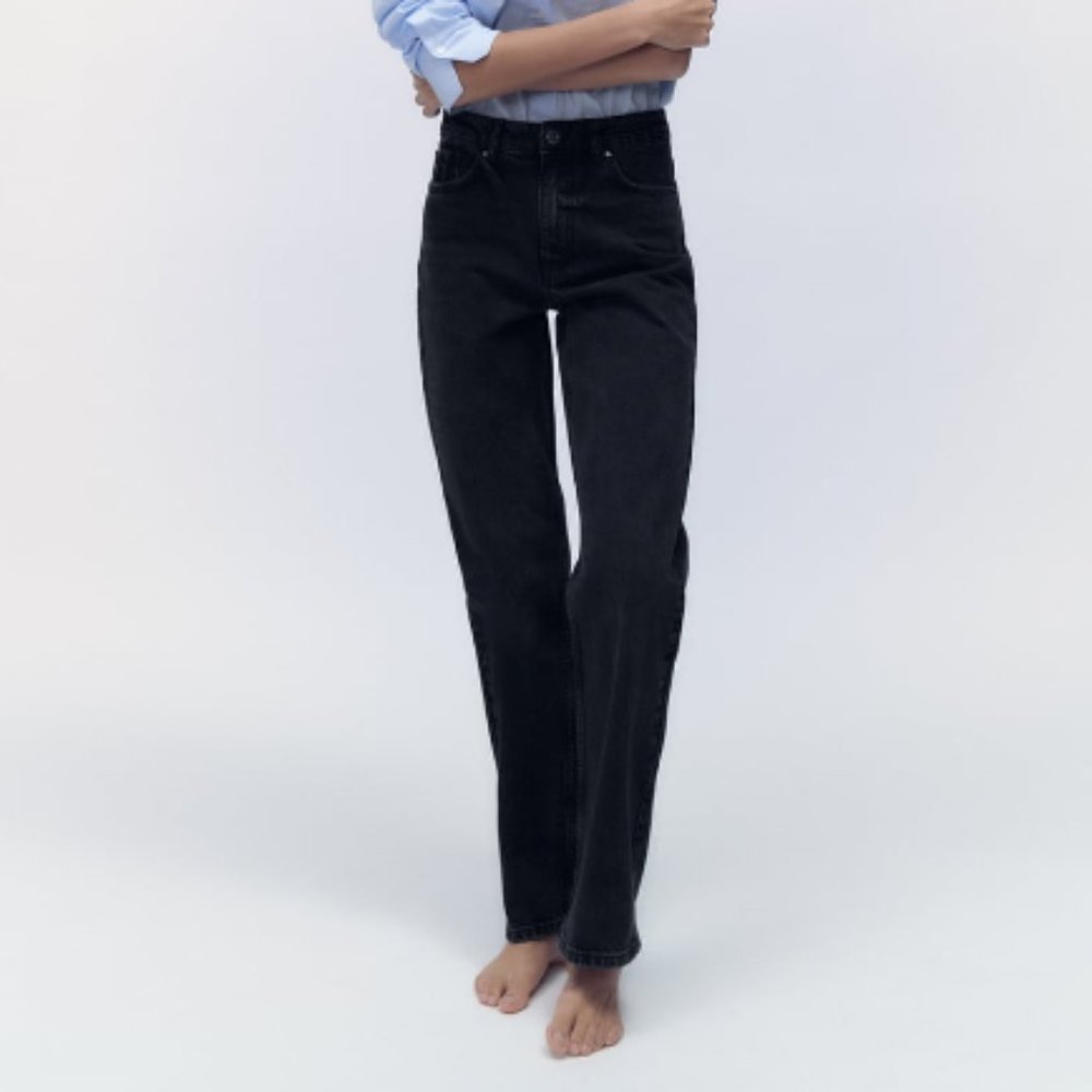 NWT Zara high-rise straight fit regular length jeans black size 6